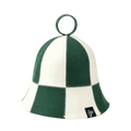 Checkered Koala sauna hat made from 100% Australian merino wool for hair and scalp protection in the sauna.
