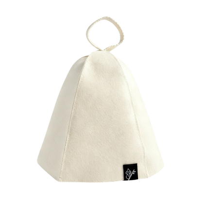 Koala Hats natural sauna hat made from 100% Australian merino wool, isolated on a transparent background, designed to regulate head heat, protect hair and scalp, and support longer, more comfortable sauna sessions.